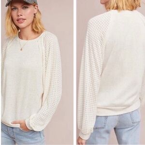 Anthropologie Pleione Nordic Waffle Pullover